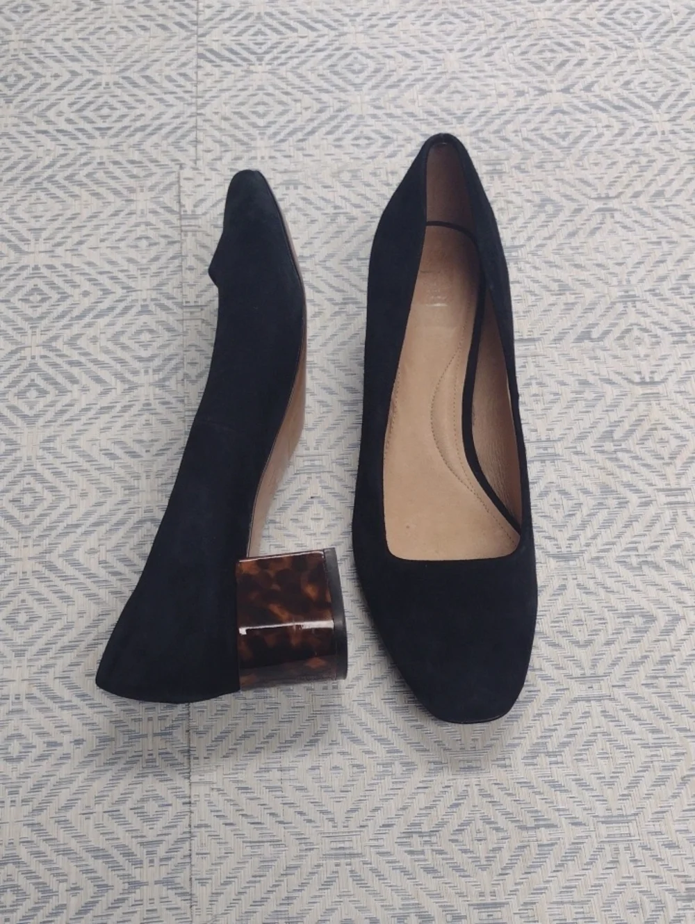 J. Jill Black Suede Block Heel Pumps with Tortoiseshell Heel